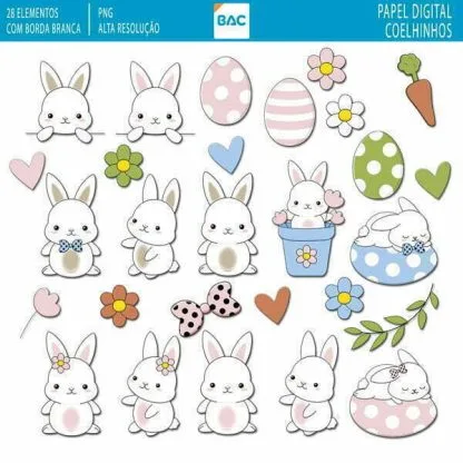 Papel digital Páscoa Coelhinhos - Imagem 5