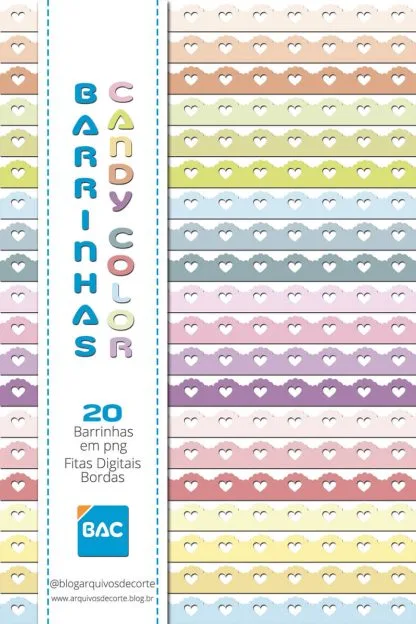 Bordas Digitais de Corações Candy Color