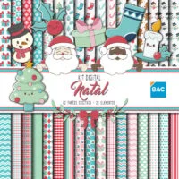 Papel Digital De Natal 2023  30 Papéis + Imagens + Bordas