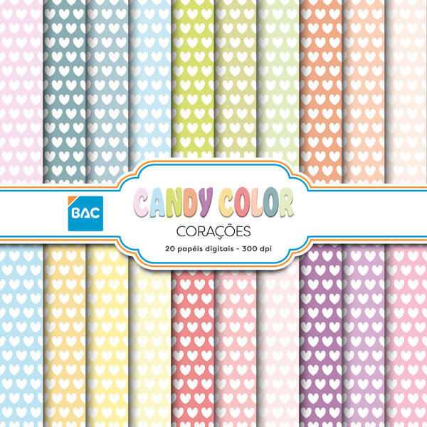 Papel Digital Corações Candy Color