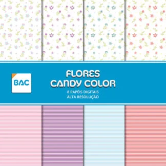 Papel Digital Flores Candy Color