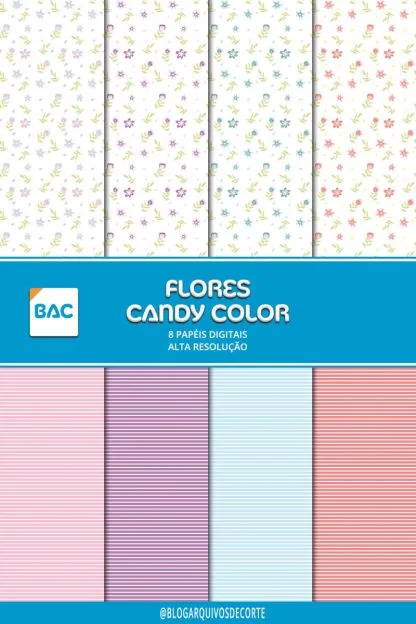 Papel Digital Flores Candy Color