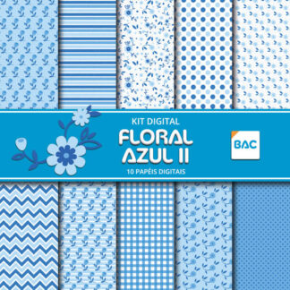 Kit de Papel digital Floral Azul II