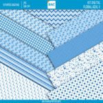 Kit de Papel digital Floral Azul II