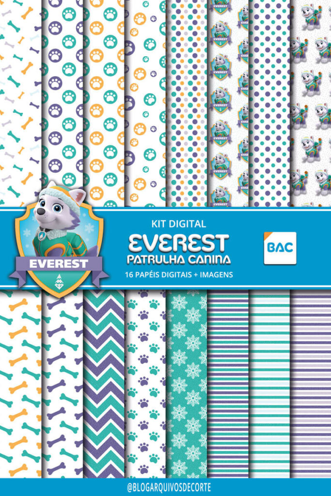 Kit De Papel Digital Everest - Patrulha Canina | 16 Papéis