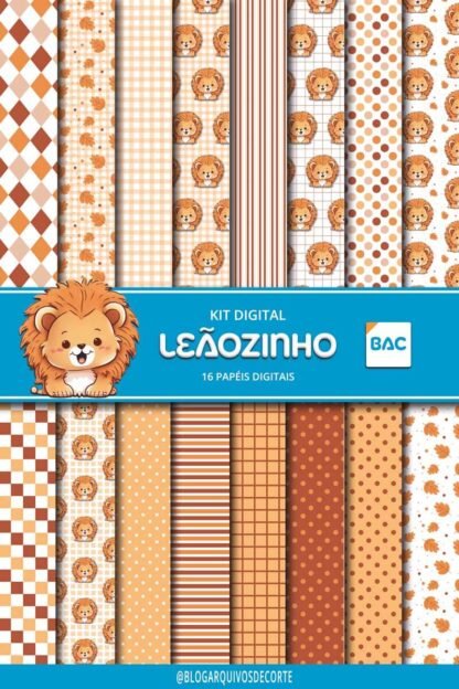 Kit de Papel Digital Leãozinho