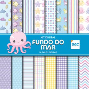 Kit de Papel Digital Fundo do Mar