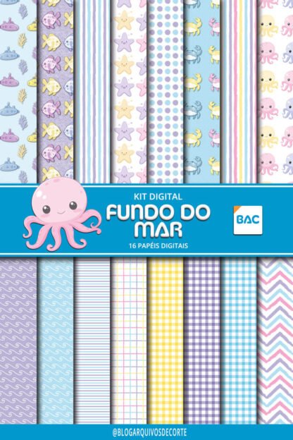 Kit de Papel Digital Fundo do Mar