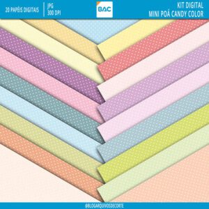 Papel Digital Mini Poá Candy Color