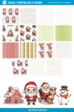 Papel Digital de Natal - Vermelho e Verde