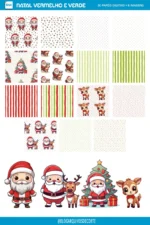 Papel Digital de Natal - Vermelho e Verde