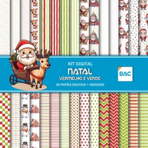 Papel Digital de Natal - Vermelho e Verde