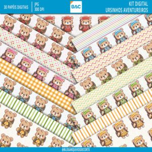 Papel Digital Ursinhos Aventureiros
