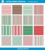 Papel Digital Listras Verde-Vermelho