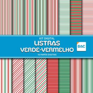 Papel Digital Listras Verde-Vermelho