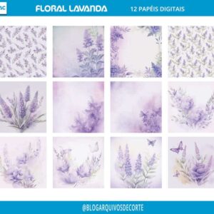 Papel Digital Floral Lavanda