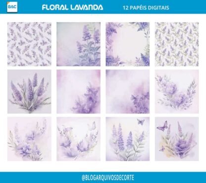 Papel Digital Floral Lavanda