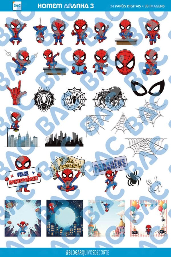 Kit de Papel Digital Homem Aranha 3