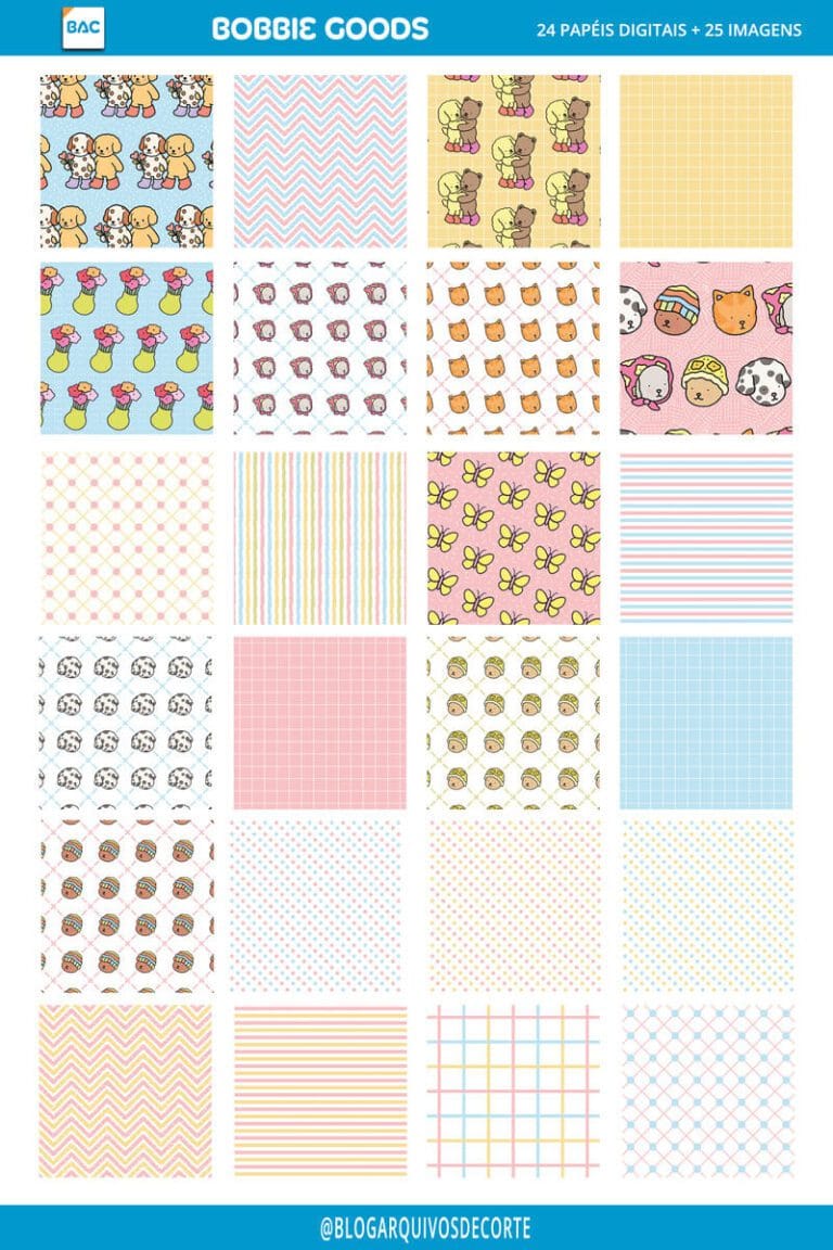 Papel Digital Bobbie Goods | 24 Papéis E 25 Imagens