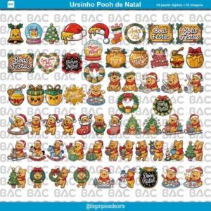 Papel Digital ursinho Pooh de Natal