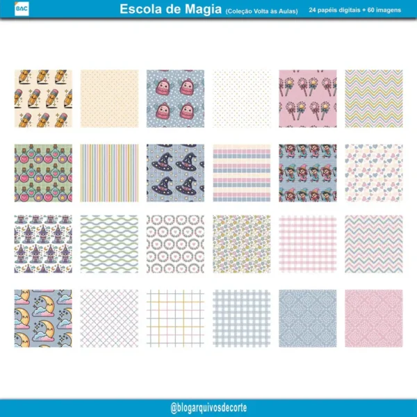 kit-de-papel-digital_escola-de-magia Kit de Papel Digital Escola da Magia - Kit Digital Volta às Aulas