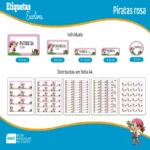 Kit de Etiquetas Escolares Piratas Rosa – Arquivo de Corte