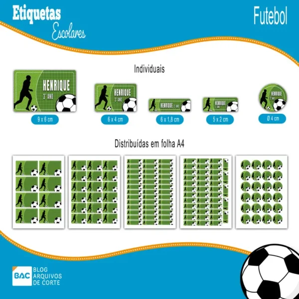 Kit de Etiquetas Escolares Futebol