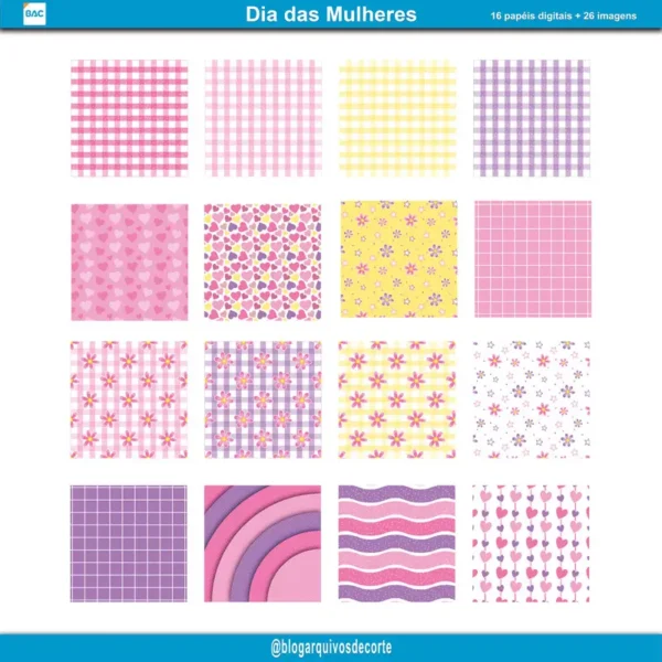 Kit de Papel Digital Dia das Mulheres