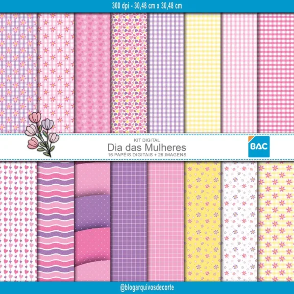 Kit de Papel Digital Dia das Mulheres