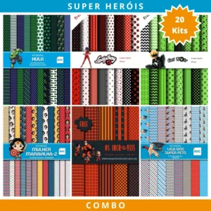 Combo Kit de Papel Digital Super Heróis
