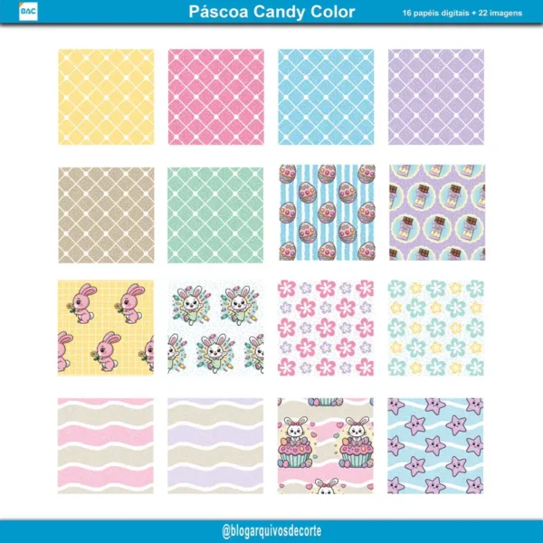 Kit de Papel Digital Páscoa Candy Color