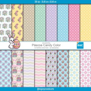 Kit de Papel Digital Páscoa Candy Color