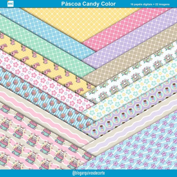 Kit de Papel Digital Páscoa Candy Color