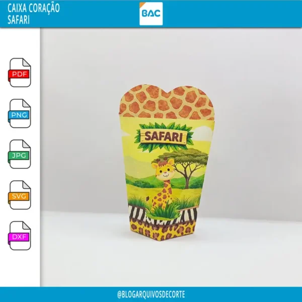 Caixa Coração - Safari - Arquivo de Corte