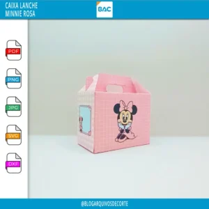 Caixa Lanche - Minnie Rosa - Arquivo de Corte
