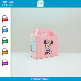 Caixa Lanche - Minnie Rosa - Arquivo de Corte