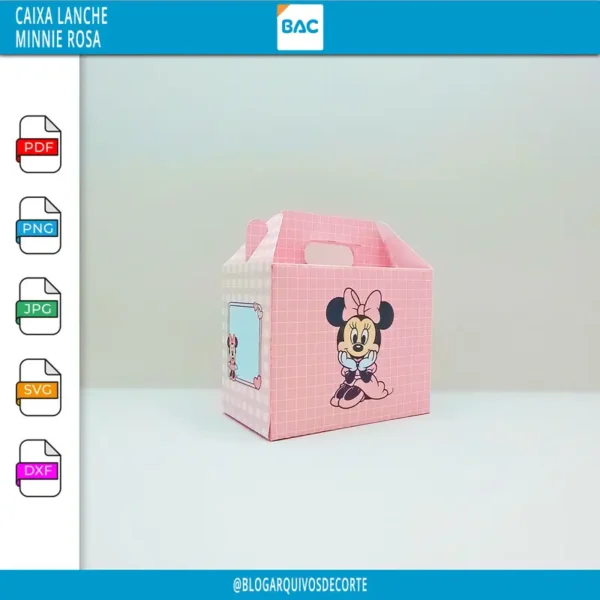 Caixa Lanche - Minnie Rosa - Arquivo de Corte