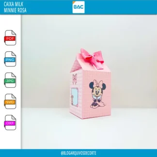 Caixa Milk - Minnie Rosa - Arquivo de Corte