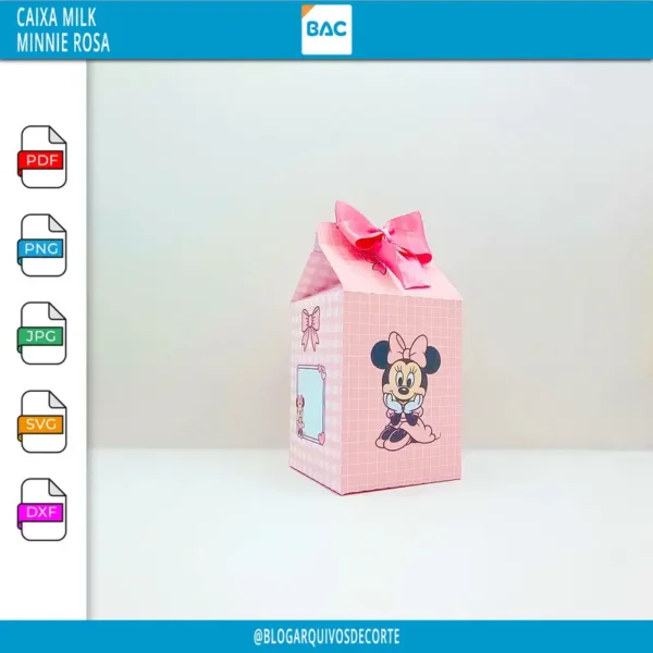 Caixa Milk - Minnie Rosa - Arquivo de Corte