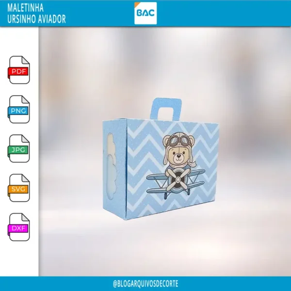 Maletinha - Ursinho Aviador - Arquivo de Corte